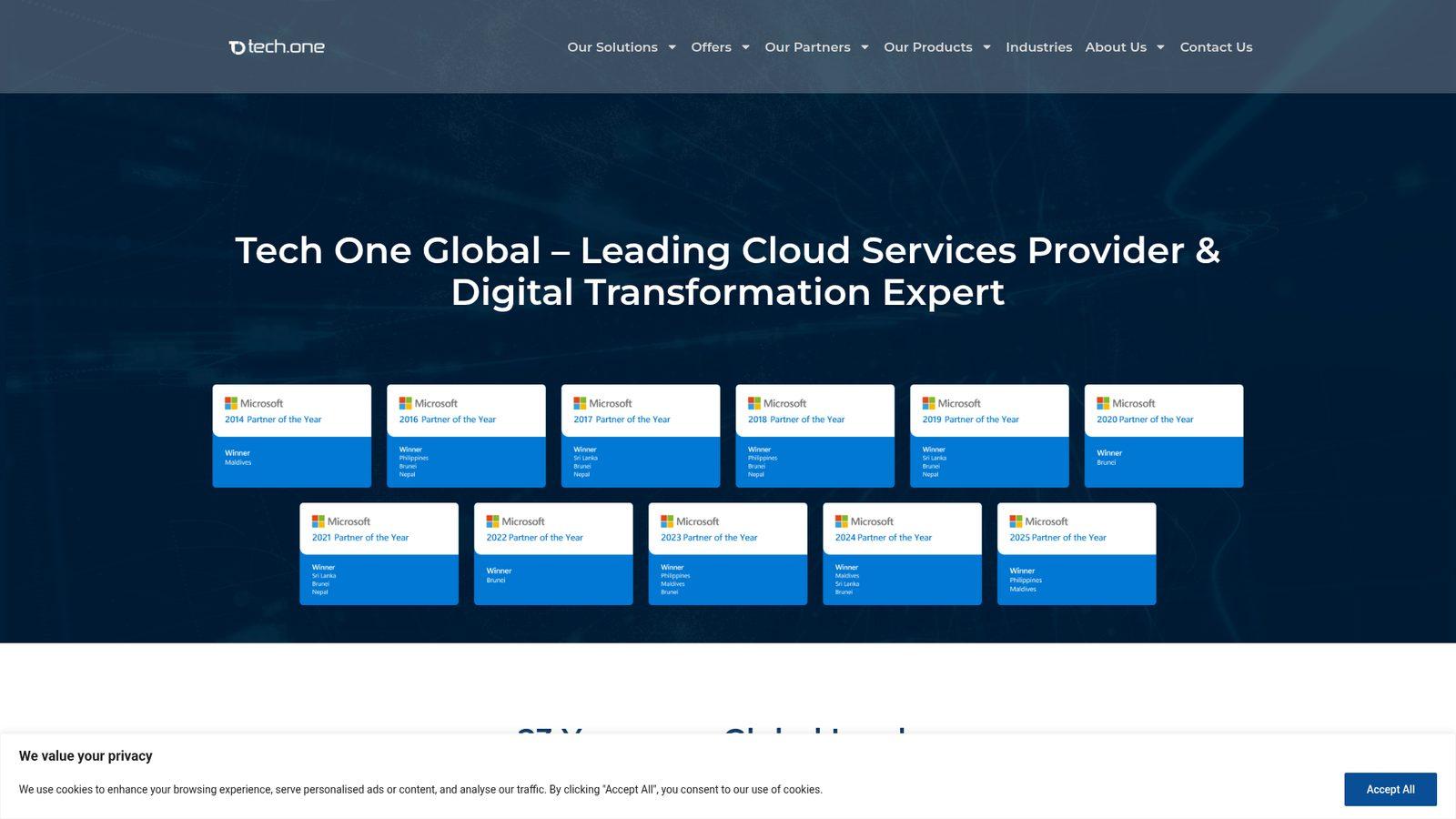 Tech One Global website